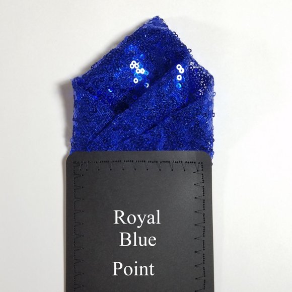 NEW - Men's Royal Blue Sequin Pre-Folded Pocket Square Insert - Point Design - Picture 3 of 6